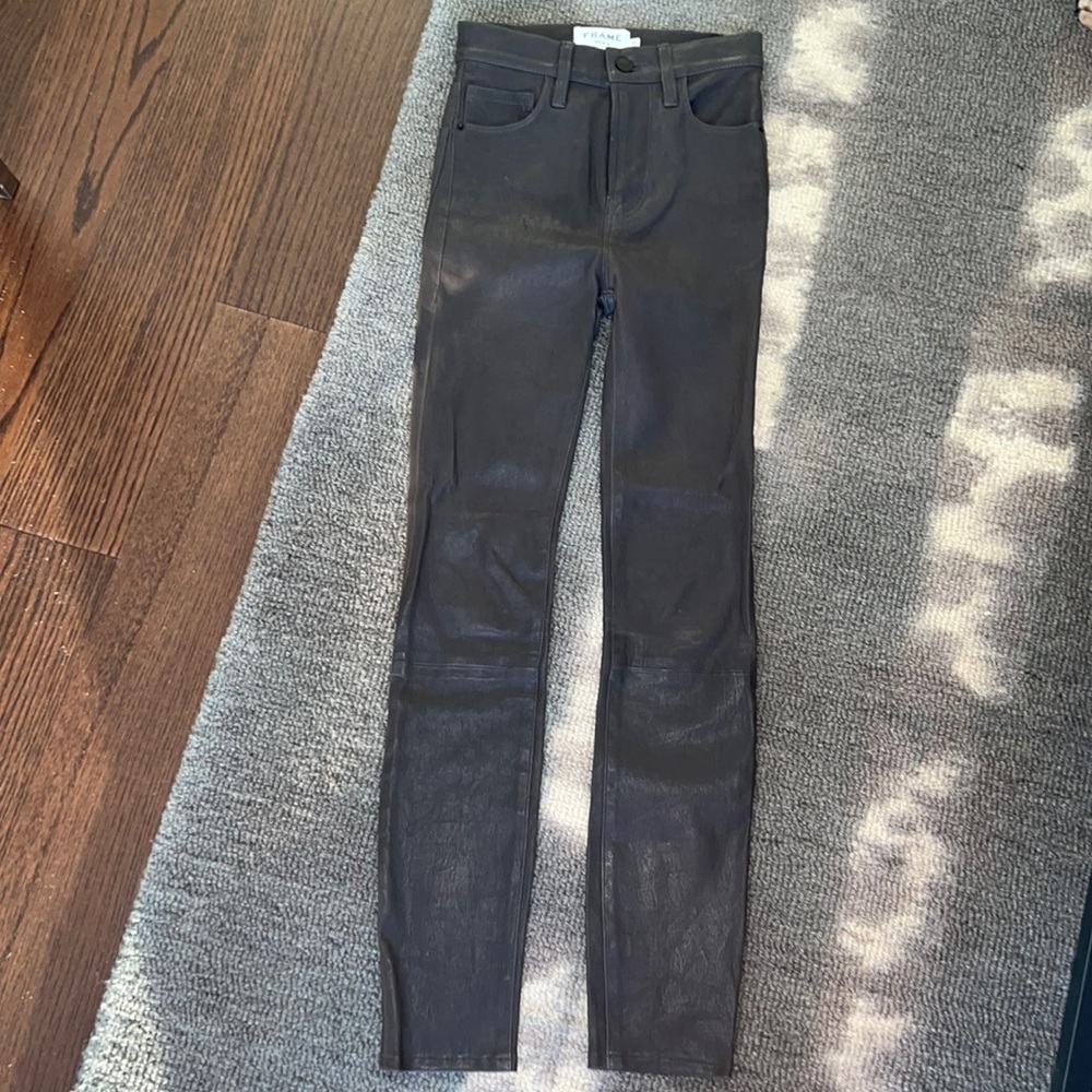 Frame Ali High Rise Cigarette Leather Pants Size 23